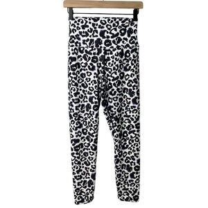 Beach Riot Leopard Print High Waist Leggings Black White Size Large Athletic